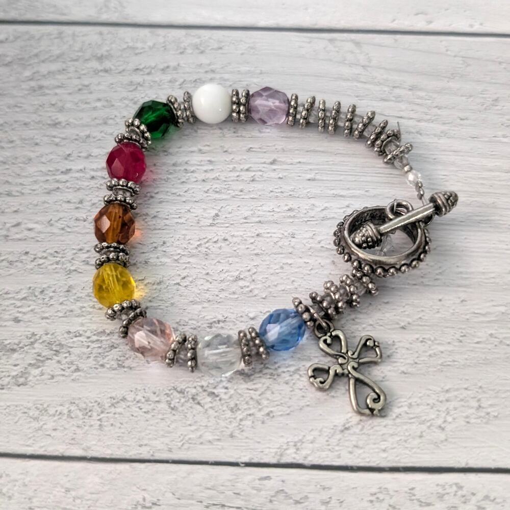 Colorful Bracelet with Cross Charm